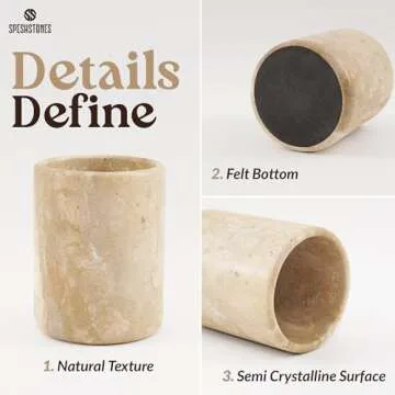 SPESHSTONES Utensil Holder 6.5'' Inches Travertine Handmade Spoon Caddy Countertop - Kitchen Utensil set Organizer, Flatware Chopstick Canister, Utensil Holder Home Accessories