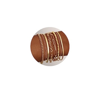 14K Gold Plated Layered Chain Bracelets for Women