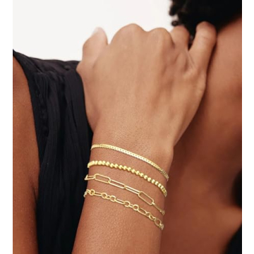 14K Gold Plated Layered Chain Bracelets for Women