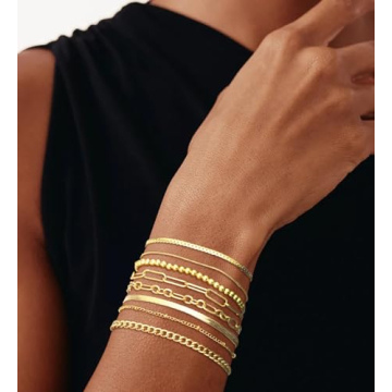 14K Gold Plated Layered Chain Bracelets for Women