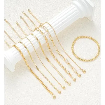 14K Gold Plated Layered Chain Bracelets for Women