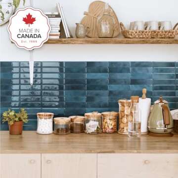 Smart Tiles Peel and Stick Backsplash - 5 Sheets of 11.43 x 9 - 3D Adhesive Peel and Stick Tile Back...
