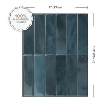 Smart Tiles Peel and Stick Backsplash - 5 Sheets of 11.43 x 9 - 3D Adhesive Peel and Stick Tile Backsplash for Kitchen, Bathroom, Wall Tile Agadir Blue