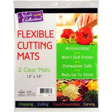 Flexible Plastic Cutting Board Mats set, Clear Kitchen Cutting Board Set of 2 Clear Mats