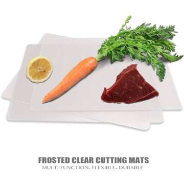 Flexible Plastic Cutting Board Mats set, Clear Kitchen Cutting Board Set of 2 Clear Mats