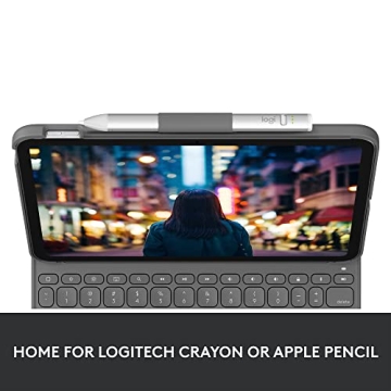 Logitech Slim Folio Bluetooth Keyboard Case for iPad (10th Generation) with Integrated Wireless Keyboard - Oxford Gray