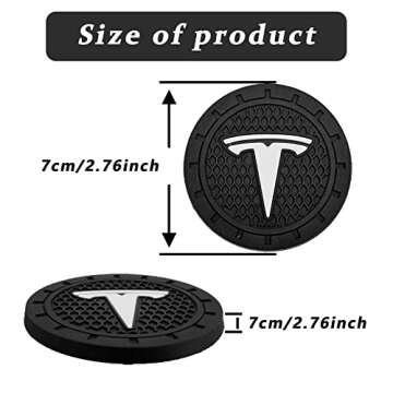 Car Cup Holder Coasters, Perfect Durable Round Silicone Coasters, Universal Non Slip Cup Holder Compatible with Tesla Interior Accessories