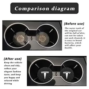 Car Cup Holder Coasters, Perfect Durable Round Silicone Coasters, Universal Non Slip Cup Holder Compatible with Tesla Interior Accessories