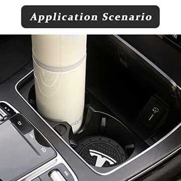 Car Cup Holder Coasters, Perfect Durable Round Silicone Coasters, Universal Non Slip Cup Holder Compatible with Tesla Interior Accessories