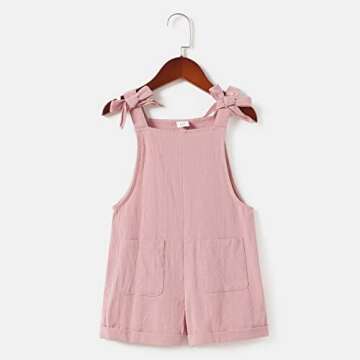 AWIBMK Mommy and Me Dresses Outfits Solid Color Family Matching Romper Shorts Jumpsuit Overall Bowknot Decor Sleeveless Spaghetti Straps Summer Casual Clothes for Mother and Daughter Pink 6-7 Years