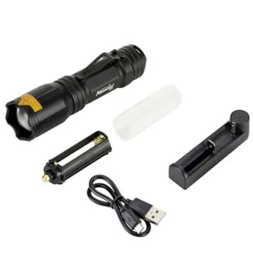 ALONEFIRE X004 Multicolor Flashlight Red Light Green Light USB Rechargeable Blue Light Flashlight RGB Color Changing Waterproof with Battery, Charger for Night Observation Astronomy Aviation Tracking