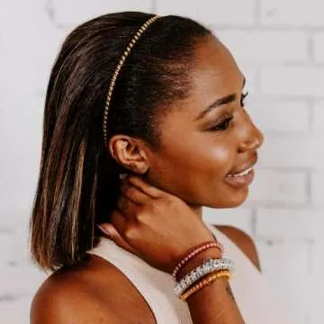 Teleties - Headband - Spiral Hair Coils - Headbands for Women - Phone Cord Hair Bands - Prevents Slippage - Strong Grip, No Rip, Water Resistant, No Crease - Sunset Gold