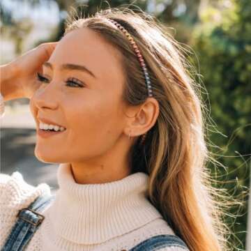 Teleties - Headband - Spiral Hair Coils - Headbands for Women - Phone Cord Hair Bands - Prevents Slippage - Strong Grip, No Rip, Water Resistant, No Crease - Sunset Gold