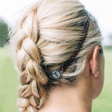 Teleties - Headband - Spiral Hair Coils - Headbands for Women - Phone Cord Hair Bands - Prevents Slippage - Strong Grip, No Rip, Water Resistant, No Crease - Sunset Gold