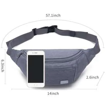 TINYAT Travel Fanny Bag Waist Pack Sling Pocket Super Lightweight For Workout Vacation Hiking, Tool Kit T206, Grey