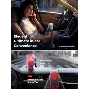 LISEN Cup Holder Car Phone Holder No Shaking Cup Phone Holder for Car Mount Rock Solid Car Phone Holder, Trucks, SUVs, Compatible with iPhone 16 15 14 13 Plus Pro Max Samsung S25 All 4-7''