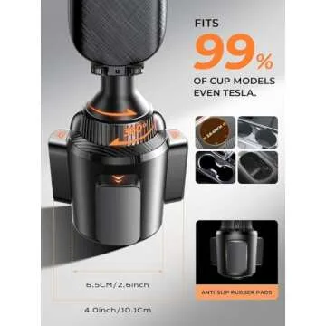 LISEN Cup Holder Car Phone Holder No Shaking Cup Phone Holder for Car Mount Rock Solid Car Phone Holder, Trucks, SUVs, Compatible with iPhone 16 15 14 13 Plus Pro Max Samsung S25 All 4-7''