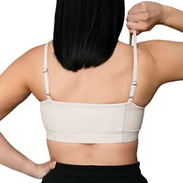 Aoxjox Women's Workout Bandeau Sports Bras Training Fitness Running Yoga Crop Tank Top (Mink, Medium)