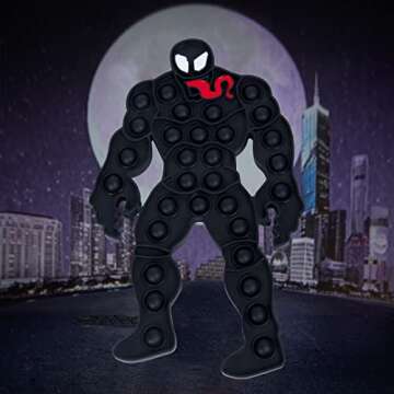 BUTI4WLD Big Size Jumbo Venom Pop Fidget Toys, Sensory Toys for Autistic Children, Spiderman Toy for Anxiety Relief, Favors Toys Gifts Pack for Boys and Girls (Black)