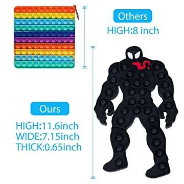 BUTI4WLD Big Size Jumbo Venom Pop Fidget Toys, Sensory Toys for Autistic Children, Spiderman Toy for Anxiety Relief, Favors Toys Gifts Pack for Boys and Girls (Black)