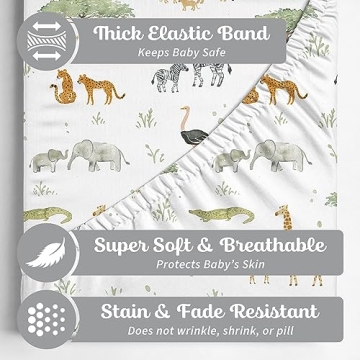 2-Pack Crib Sheet for Standard Crib & Toddler Mattress (Safari Adventure) - Premium Fitted Baby Crib Sheets - Buttery Soft Cotton Blend - Crib Mattress Sheets Fitted - Baby Bed Sheets