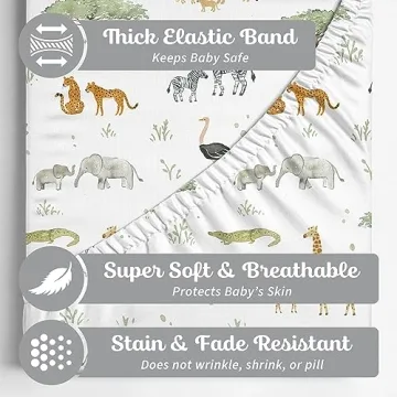 2-Pack Crib Sheet for Standard Crib & Toddler Mattress (Safari Adventure) - Premium Fitted Baby Crib Sheets - Buttery Soft Cotton Blend - Crib Mattress Sheets Fitted - Baby Bed Sheets
