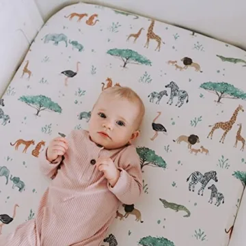 2-Pack Crib Sheet for Standard Crib & Toddler Mattress (Safari Adventure) - Premium Fitted Baby Crib Sheets - Buttery Soft Cotton Blend - Crib Mattress Sheets Fitted - Baby Bed Sheets
