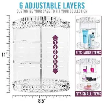 Sorbus 360 Rotating Makeup Organizer - Stylish Beauty Storage with Adjustable Shelves