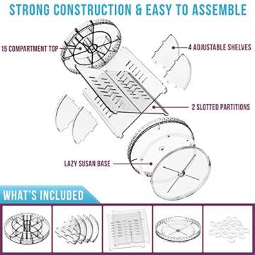 Sorbus 360 Rotating Makeup Organizer - Spinning cosmetics organizer, Adjustable Shelves for Make Up, Perfume & Toiletries - Acrylic Makeup Organizer for Vanity, Bathroom, Bedroom, Closet [Clear]