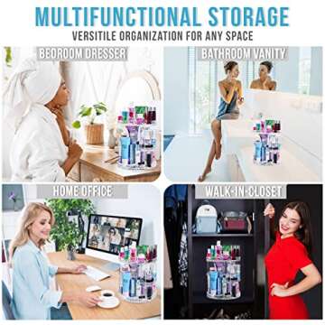 Sorbus 360 Rotating Makeup Organizer - Spinning cosmetics organizer, Adjustable Shelves for Make Up, Perfume & Toiletries - Acrylic Makeup Organizer for Vanity, Bathroom, Bedroom, Closet [Clear]