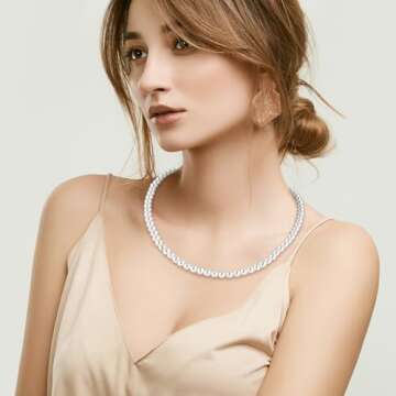 Pearl Necklaces Imitation Pearl Choker Necklace for Women Bridesmaid Jewelry Gift for Wedding Daily Wear, Party (Gold)