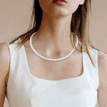 Pearl Necklaces Imitation Pearl Choker Necklace for Women Bridesmaid Jewelry Gift for Wedding Daily Wear, Party (Gold)