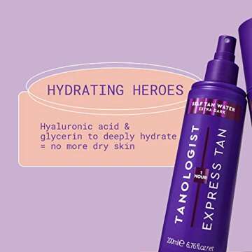 Tanologist Express Self Tan Water, Extra Dark - Hydrating Sunless Tanning Water, Vegan and Cruelty Free, 6.76 Fl Oz