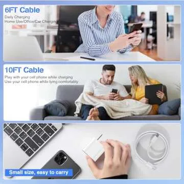 Fast Charging for iPhone 15 16 Pro Max Charger Colorful, 3Pack 20W USB C Fast Chargers Block with 6/6/10ft Long USB C to USB-C Braided Cable Compatible with iPhone 16/15 Pro/15 Plus/iPad Pro 13/12.9