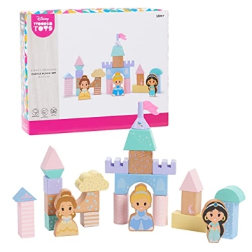 Disney Wooden Toys Princess Castle Block Set, 25-Pieces Include Cinderella, Belle, and Jasmine Block...