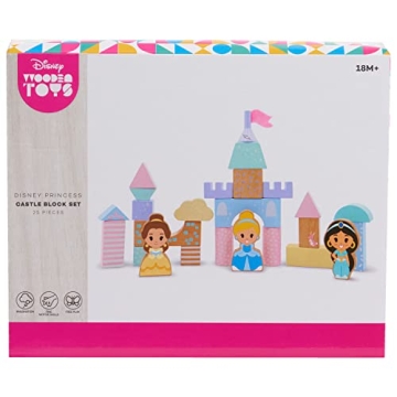 Disney Wooden Toys Princess Castle Block Set for Kids 18 Mon