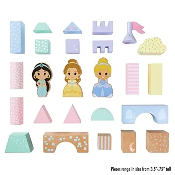 Disney Wooden Toys Princess Castle Block Set for Kids 18 Mon