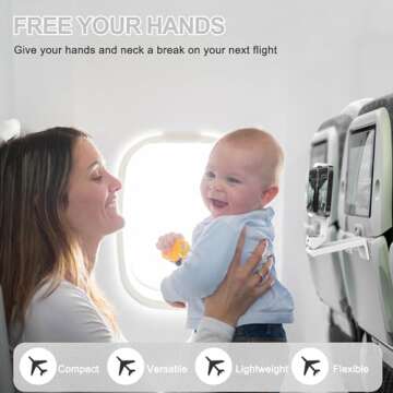 Perilogics Airplane Phone Holder Mount Universal in Flight Hands Free Viewing with Multi-Directional Dual 360 Degree Rotation (White)