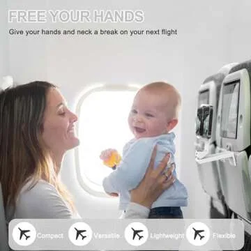 Perilogics Airplane Phone Holder Mount Universal in Flight Hands Free Viewing with Multi-Directional Dual 360 Degree Rotation (White)