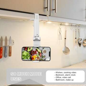 Perilogics Airplane Phone Holder Mount Universal in Flight Hands Free Viewing with Multi-Directional Dual 360 Degree Rotation (White)