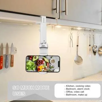 Perilogics Airplane Phone Holder Mount Universal in Flight Hands Free Viewing with Multi-Directional Dual 360 Degree Rotation (White)