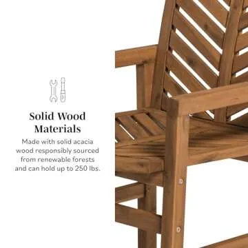 Walker Edison Outdoor Patio Chevron Wood Chair Set