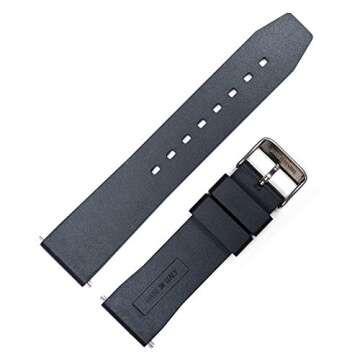 Marathon Watch 22mm Vulcanized Rubber Textured Watch Band/Strap - Made in Italy - WW005015 (Black)