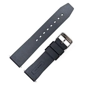 Marathon Watch 22mm Vulcanized Rubber Textured Watch Band/Strap - Made in Italy - WW005015 (Black)