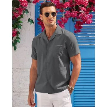 Stylish COOFANDY Men's Cuban Summer Beach Shirt