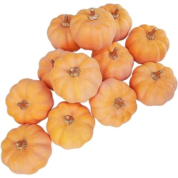 Winlyn 12 Pcs Small Orange Decorative Pumpkins for Fall