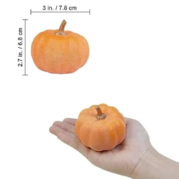 Winlyn 12 Pcs Artificial Orange Pumpkins for Decor