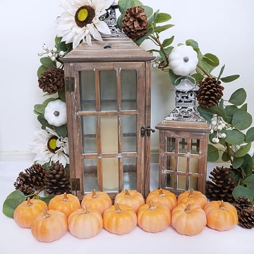 Winlyn 12 Pcs Artificial Orange Pumpkins for Decor