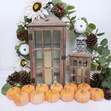 Winlyn 12 Pcs Artificial Orange Pumpkins for Decor