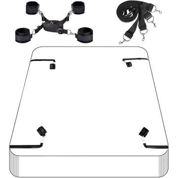 King Bed Sex Straps for Bed Restraints Bondag Sex Play BDSM Restraining Fetish Sweater Game Tie up Handcuffs Mattress Toys Adults Kit Couples Women Sex Furniture for Bedroom Sex Toys.E0222